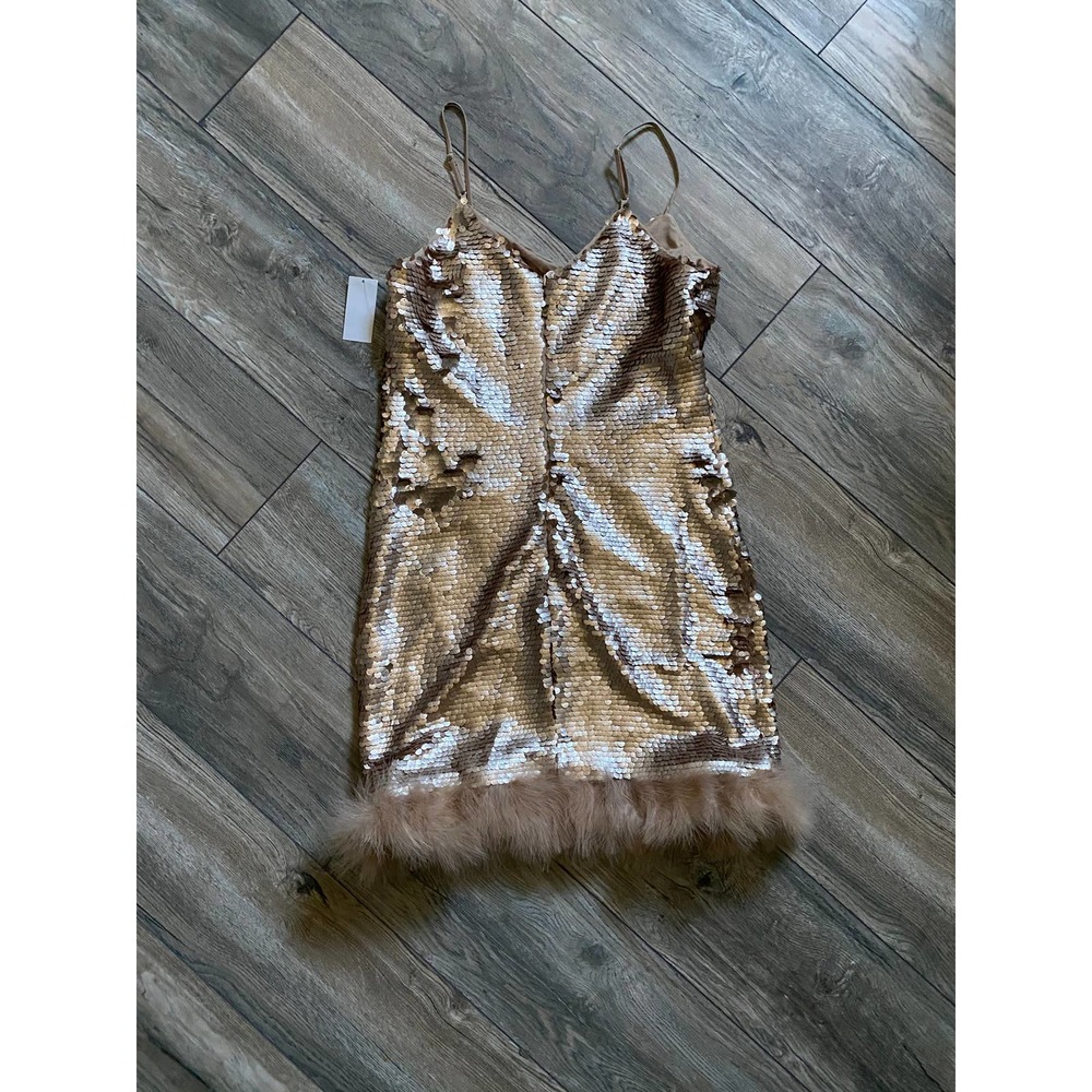 Cece Luxe Blush Gold Sequin Slip Dress Sz 6 - Picture 2 of 6